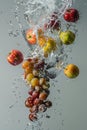 Fresh Fruit Splash: Apples, Grapes, and Water Royalty Free Stock Photo