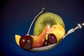 Fresh fruits in the spoon Royalty Free Stock Photo