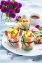 Fresh fruits Spring Rolls for Summer Eating Royalty Free Stock Photo