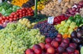 Fresh fruits and vegetables in farmer`s market Royalty Free Stock Photo