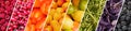 Fresh fruits and vegetables rainbow panoramic collage healthy eating concept Royalty Free Stock Photo