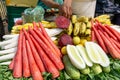 Fresh fruits and vegetables for sale at the Chandni Chowk Royalty Free Stock Photo