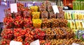 Fresh fruits and vegetables are sold at the Carmel open market in Tel Aviv, Israel. East market Royalty Free Stock Photo