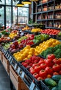 Fresh fruits and vegetables at supermarket Royalty Free Stock Photo