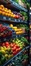 Fresh fruits and vegetables at supermarket Royalty Free Stock Photo