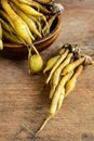 Fresh galingale (Boesenbergia rotunda) on wooden table Royalty Free Stock Photo