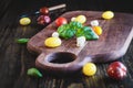 Garden Basil and Heirloom Tomatoes with Mozzarella Cheese for Caprese Salad Royalty Free Stock Photo