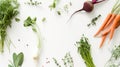 Fresh Garden Herbs and Vegetables on White Royalty Free Stock Photo