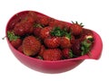 Fresh garden red strawberry berries  in plastic basket top side view isolated Royalty Free Stock Photo