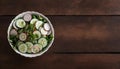 Fresh Garden Salad on Wooden Background With Space, Copy Space Royalty Free Stock Photo
