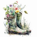 Fresh from the Garden Watercolor Floral Rain Boots - Generative AI