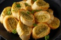 Fresh Garlic Bread, toast on black plate Royalty Free Stock Photo