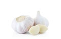 Garlic bulbs and cloves on white background Royalty Free Stock Photo