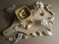 Fresh Garlic Cloves and Garlic Bulb on chopping board Royalty Free Stock Photo