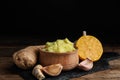 Fresh garlic and other natural cold remedies on table Royalty Free Stock Photo