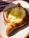 Fresh Georgian pastries with egg and cheese