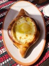 Fresh Georgian pastries with egg and cheese