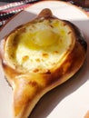 Fresh Georgian pastries with egg and cheese