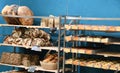 fresh German bread on the shelf of bakery Royalty Free Stock Photo