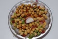 Fresh germinated boiled chickpeas on white background