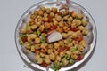 Fresh germinated boiled chickpeas on white background