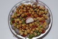 Fresh germinated boiled chickpeas on white background