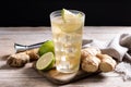 Fresh ginger ale drink in tall glass Royalty Free Stock Photo