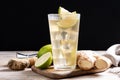 Fresh ginger ale drink in tall glass Royalty Free Stock Photo