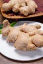 Fresh ginger rhizome root used in traditional medicines and for flavoring meals worldwide Royalty Free Stock Photo