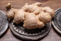 Fresh ginger rhizome root used in traditional medicines and for flavoring meals worldwide Royalty Free Stock Photo