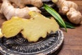 Fresh ginger rhizome root used in traditional medicines and for flavoring meals worldwide Royalty Free Stock Photo