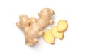 Fresh ginger rhizome with slices