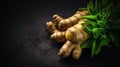 Fresh ginger root. AI generated image