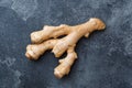 Fresh ginger root on grey background. Copy space Royalty Free Stock Photo