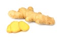 Fresh ginger root isolated. Royalty Free Stock Photo