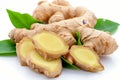 Fresh ginger root isolated on white background for cooking and culinary purposes Royalty Free Stock Photo