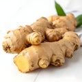 Fresh ginger root isolated on white surface Royalty Free Stock Photo