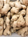 Fresh ginger root on a shelf in the market Royalty Free Stock Photo