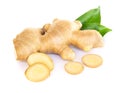 Fresh ginger root with sliced islolated on white background for herb and medical product concept Royalty Free Stock Photo