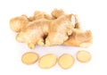 Fresh ginger root with sliced islolated on white background for herb and medical product concept Royalty Free Stock Photo