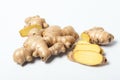 Fresh ginger root with slices