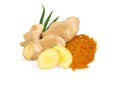 Fresh ginger root on white background for herb and medical product concept Royalty Free Stock Photo