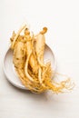 Fresh Ginseng on the white bowl Royalty Free Stock Photo