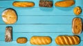 Fresh gluten free bread on blue background