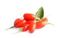 Fresh goji berries on background. Healthy superfood