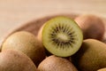 Fresh golden kiwi fruit in basket, Close up Royalty Free Stock Photo