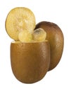 Fresh Golden Kiwi fruit isolated on white background Royalty Free Stock Photo