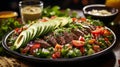 Fresh gourmet meal beef taco salad plate Royalty Free Stock Photo