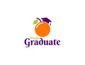 Fresh graduate logo with orange fruit illustration