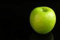 A fresh Granny Smith apple on a black background. Royalty Free Stock Photo